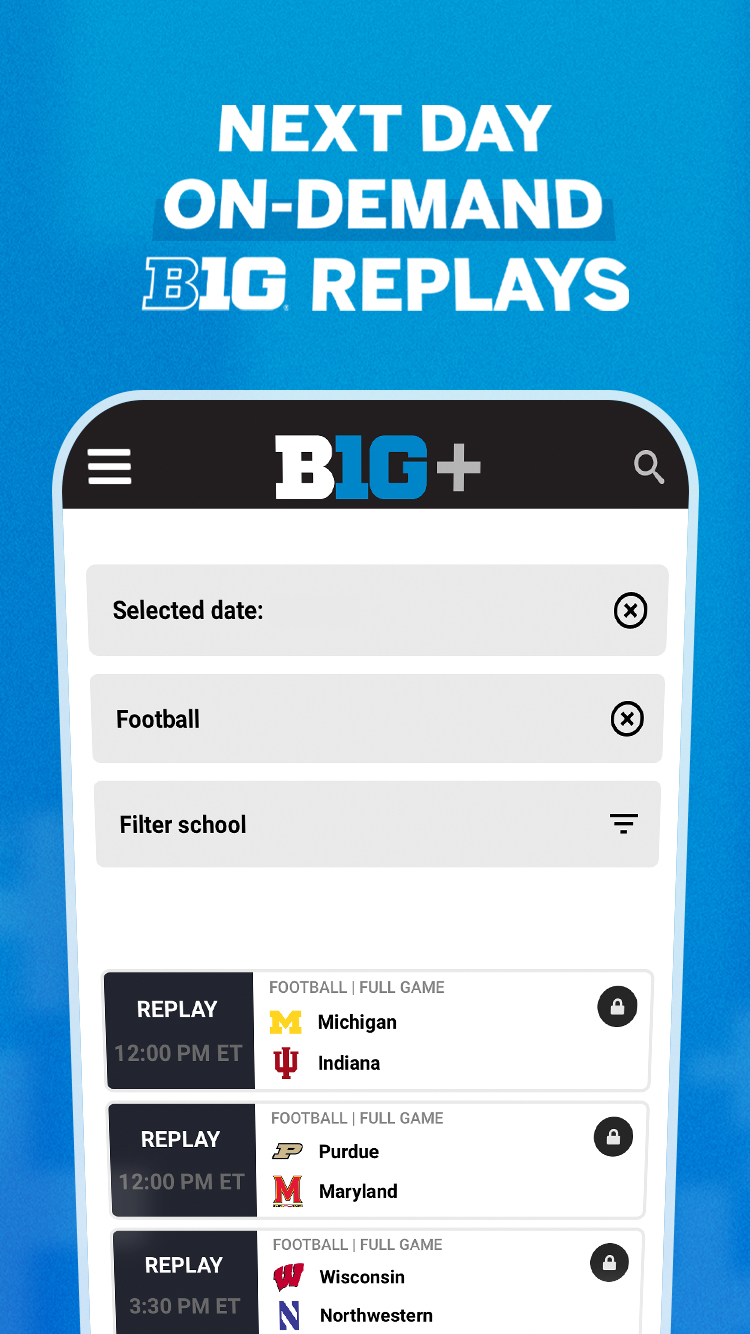 B1G+: Watch College Sports app screenshot 3