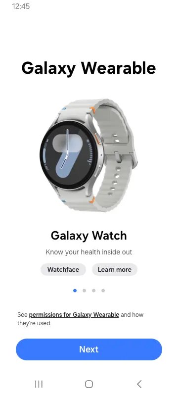 Galaxy Wearable (Samsung Gear) app screenshot 1
