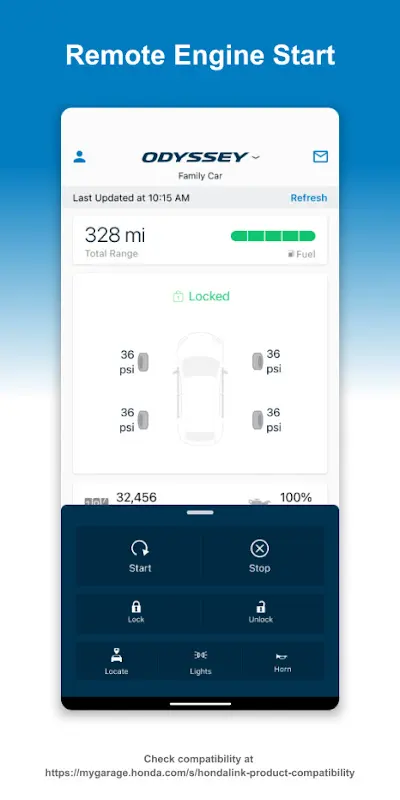 HondaLink app screenshot 1