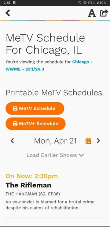 MeTV app screenshot 2