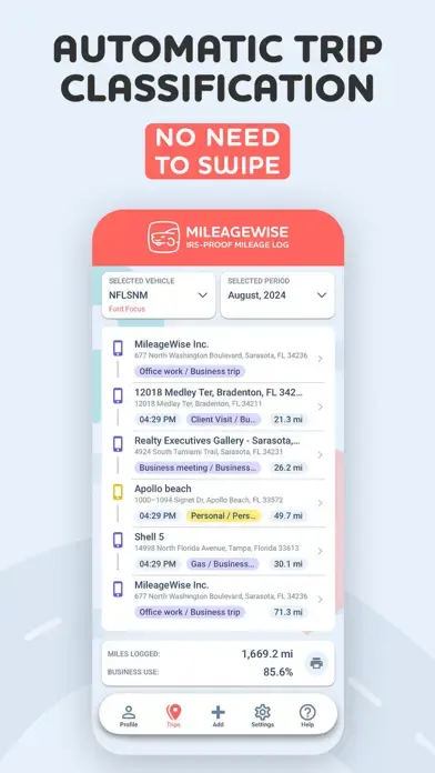 Mileage Tracker by MileageWise app screenshot 3