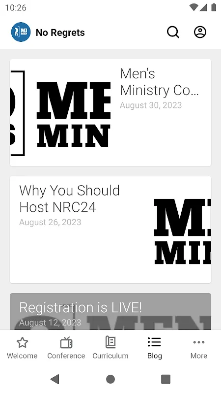No Regrets Men’s Ministries app screenshot 4