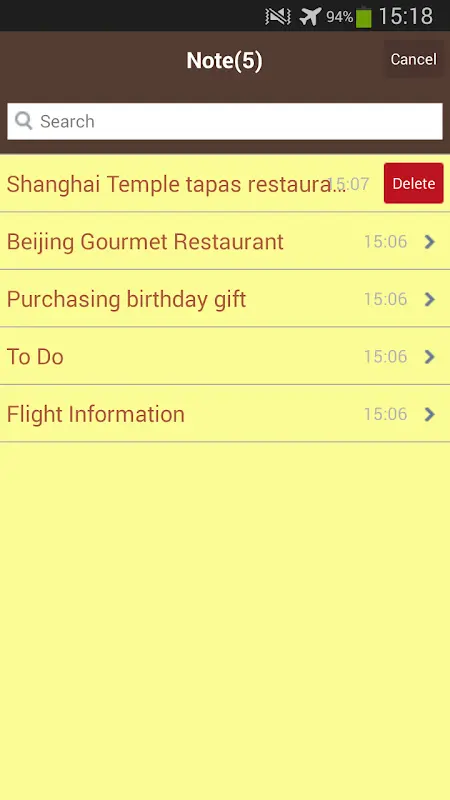 Notes app screenshot 3