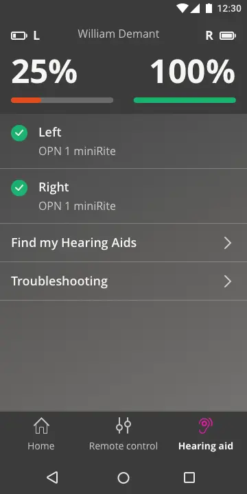 Oticon ON app screenshot 1