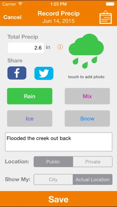 Precip app screenshot 1