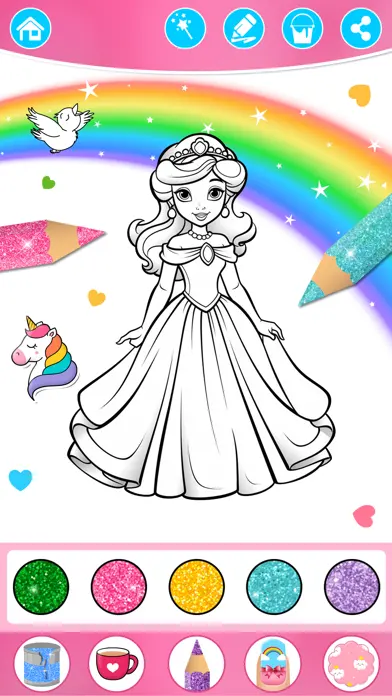 Princess Coloring Book Glitter app screenshot 1
