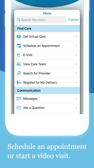 Sentara MyChart app screenshot 1
