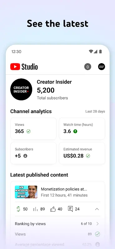 YouTube Studio app screenshot 2