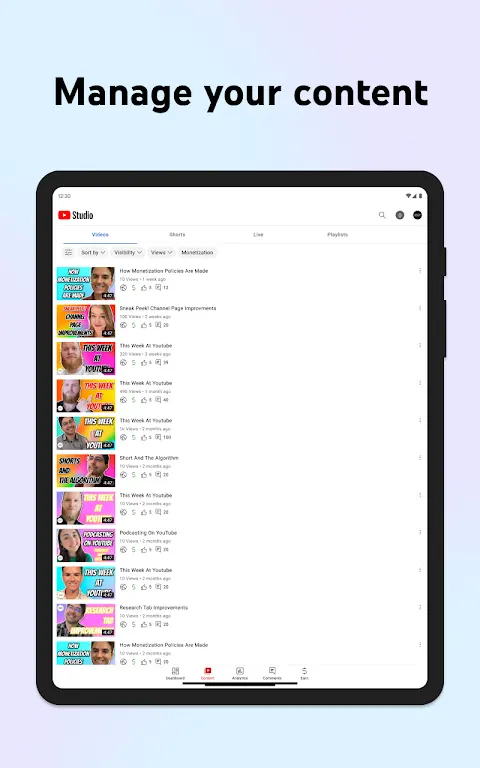 YouTube Studio app screenshot 3